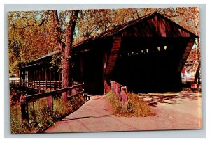 Vintage 1960's Postcard East Branch Covered Bridge Mahoning River Ohio