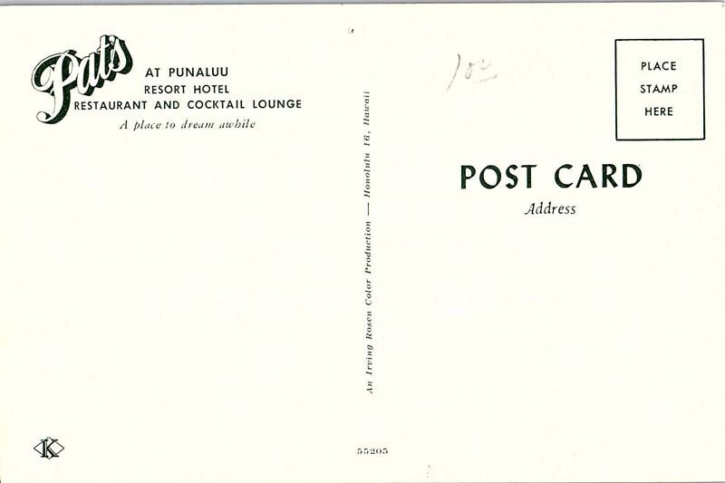 Postcard HOTEL SCENE Punaluu Hawaii HI AI8669