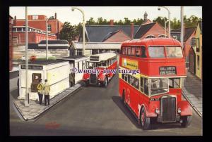 tm6640 - Newcastle-under-Lyne Buses, c1950s - Artist - G.S.Cooper - postcard