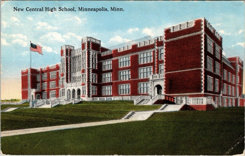 Minneapolis New Central High School Minn.Vintage Postcard