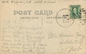 Elgin Nebraska 1909 RPPC Photo Postcard High School 11714