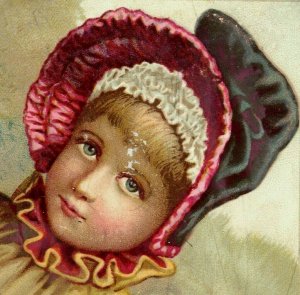 Lot of 2 1880's Victorian Christmas Holiday Season Cards Adorable Children P174