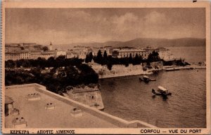 Greece Corfu Harbor Vintage Postcard C162