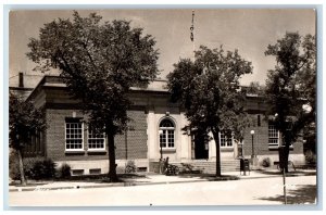 Junction City Kansas Postcard RPPC Photo Post Office Building Scene Street 1947
