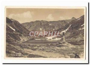 Switzerland Postcard Old Hospice and statue of the Great St Bernard