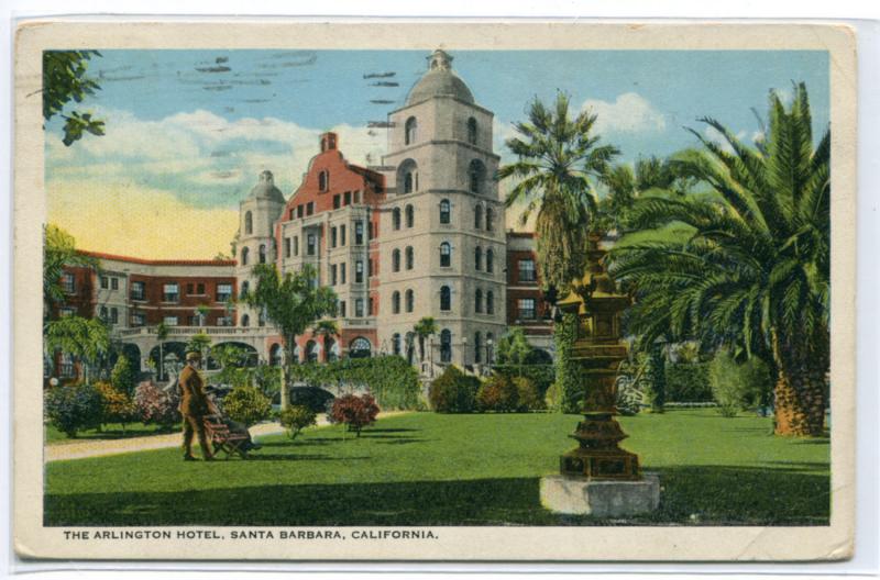 Arlington Hotel Santa Barbara California 1923 postcard