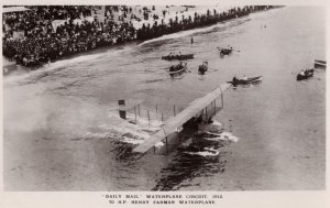 Daily Mail Circuit Henry Farman Waterplane Aviation RPC Postcard