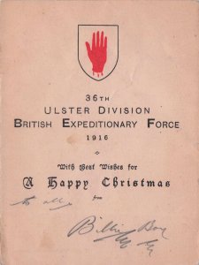 1916 Ulster Army UK WW1 Hand Signed Soldier Card & Painting s