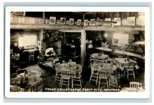 Vintage Trout Valley Lodge Cabin City RPPC Real Inside View Photo Postcard F87