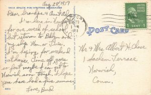 War College, Newport, Rhode Island, Early Linen Postcard, Used in 1951