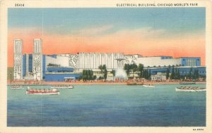 Chicago World's Fair Electrical Bldg, Boats CT Art Colortone 36A14 Postcard
