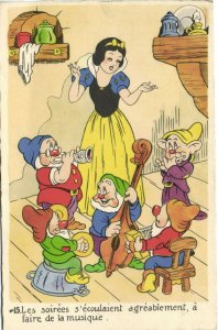 PC DISNEY, SNOW WHITE AND THE SEVEN DWARFS, Vintage Postcard (b35949)