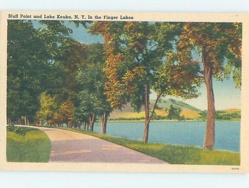 Linen ROAD ALONG THE LAKE Keuka Lake - Hammondsport & Penn Yan NY F3624