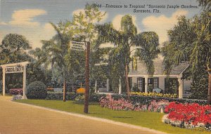 Entrance to Tropical Sarasota Jungle Gardens Sarasota FL Postcard