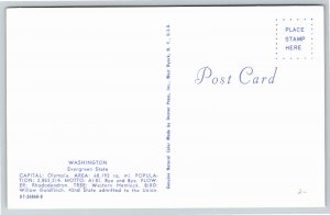 State Maps~Greetings From Washington~Rhododendron Flower~Brewster~Vintage PC