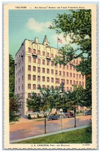 Hot Springs Arkansas Postcard Park Hotel Building Exterior Roadside c1940s Cars