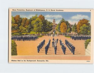Postcard Noon Formation, Regiment of Midshipmen, U.S. Naval Academy, Maryland