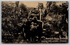 WW1  US Army Heavy Artillery Moving Into Action  France   Postcard