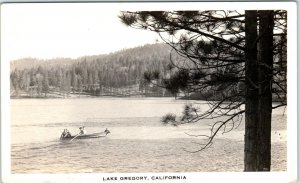 RPPC LAKE GREGORY, CA California ~ ROWBOAT San Bernardino County 1930s  Postcard