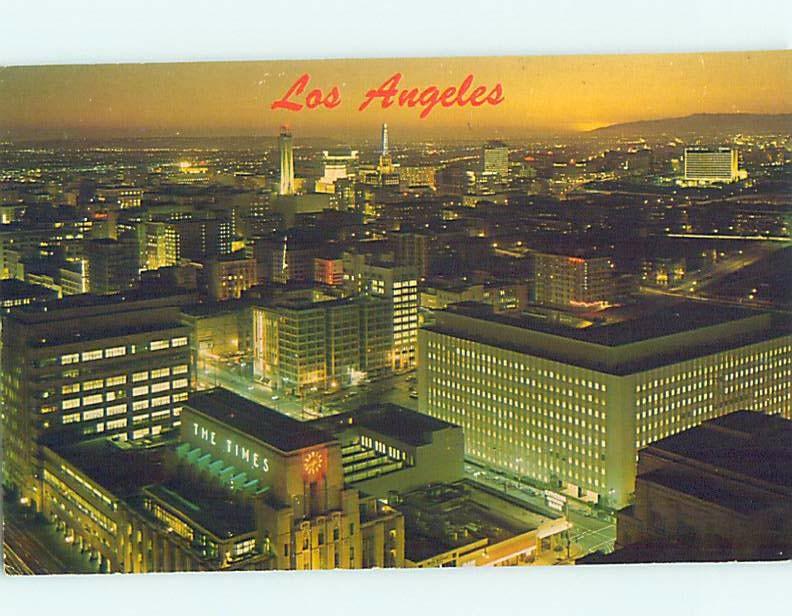 Unused Pre-1980 THE TIMES BUILDING AT NIGHT Los Angeles California CA A3896