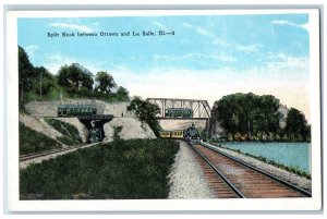 c1920's Locomotive Bridge Split Rock Between Ottawa & La Salle Illinois Postcard