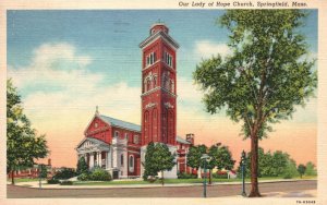 Vintage Postcard 1938 Our Lady of Hope Church Springfield Massachusetts MA
