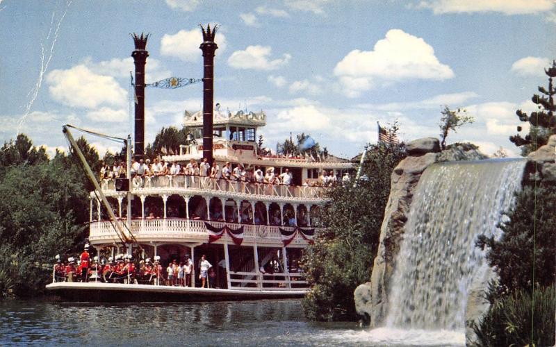 Disneyland Walt Disney Chrome Postcard Anaheim California Mark Twain Steamboat