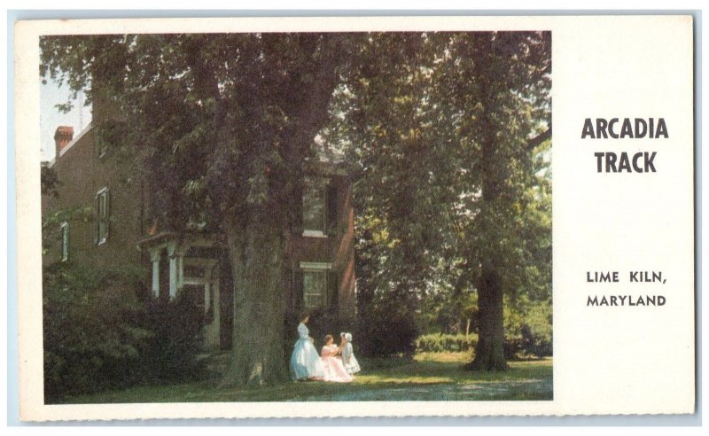 Arcadia Track House Tree Scene Lime Kiln Maryland MD Vintage Unposted Postcard