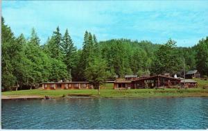 LAKE CRESCENT,  WA Washington  LOG CABIN RESORT & Trailer Park c1960s  Postcard