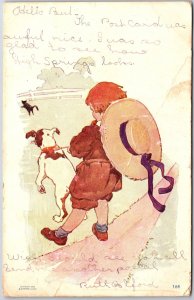 1907 Little Boy With His Pet Dog Friendly Letter Friendship Card Posted Postcard