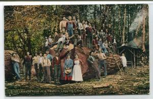 Leisure Hour Crew Western Logging Camp postmark Spokane Washington postcard