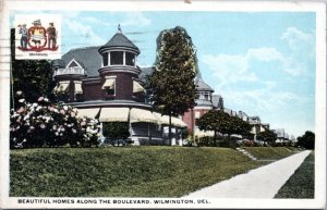 Postcard DE Wilmington - Beautiful Homes along the Boulevard