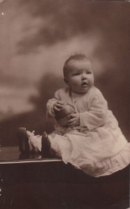 RPPC Postcard Baby Holding Ball Blaul Studio Germantown PA