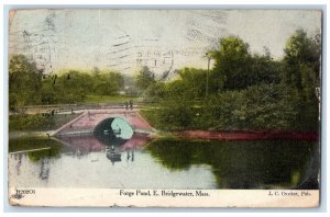 1911 Forge Pond E. Bridgewater Bridge Paddle Boat Jackson Massachusetts Postcard