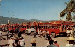 Port-au-Prince Haiti Bus Terminal Buses Trucks Vintage Postcard