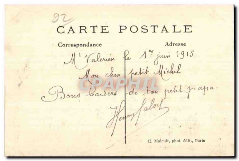 Old Postcard Suresnes Les Fosses and the Gate of Mount Entree Valevrien