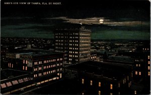 Vtg 1910s Birdseye View of Tampa at Night Florida FL Unused Postcard