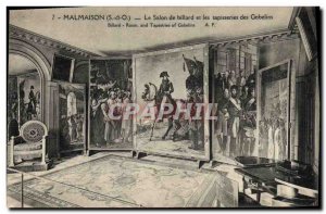 Postcard Old Pool Malmaison the billiard room and Gobelins tapestries Napoleo...