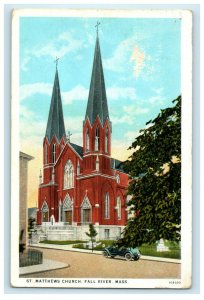 c1920s St. Matthews Church, Fall River, Massachusetts MA Posted Postcard