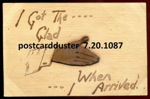 h5087 - HUMOR Postcard 1910s Novelty Add-on Leather Hand