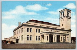 El Paso Texas~Exterior View Of Union Station Bldg~EC Kropp Vtg Linen Postcard