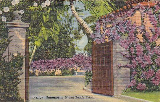 Entrance To a Miami Beach Estate Miami Beach Florida 1950 Curteich