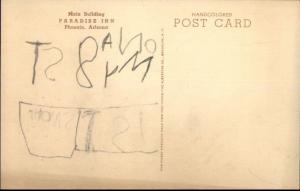 Phoenix AZ Paradise Inn Main Bldg Hand Colored Postcard