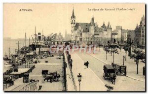 Old Postcard The Square Antwerp Steen and Embarcadere