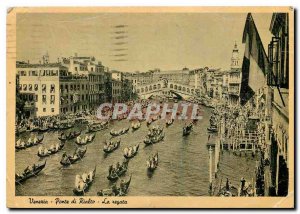 Old Postcard Venezia Rialto Bridge La regata