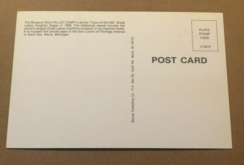 VINTAGE POSTCARD UNUSED - VALLEY CAMP MUSEUM GREAT LAKES FREIGHTER