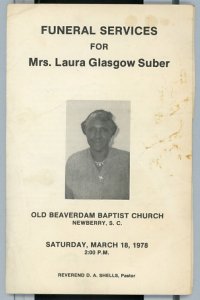 1978 Funeral Announcement Old Beaverdam Baptist Church Newberry S.C.  A2