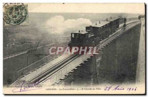 Postcard Old Train Locomotive Langres cremaillere At & # 39arrivee city