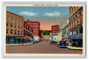 c1910's Hammond Street View Cars And Stores Bangor Maine ME Antique Postcard