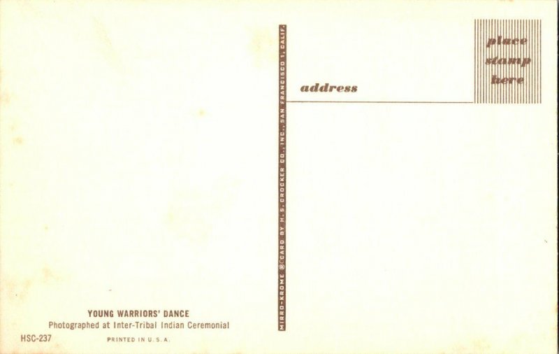 Young Warriors' Dance Vintage Postcard Standard View Card 